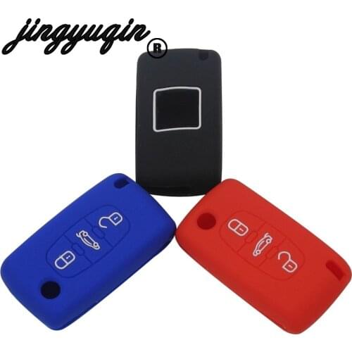 Jingyuqin For Peugeot 107 207 307 407 308 607 For Citroen C1 C2 C3 C4 C5 C6 C8 Silicone folding Car Key Case