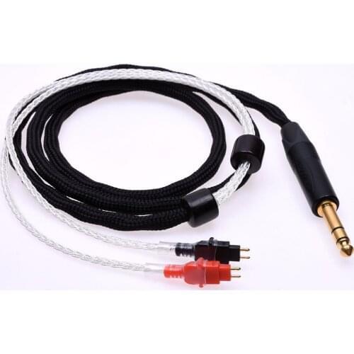 6ft 16 Cores Black sleeve Clear Crystal Silver Plated Headphone Upgrade Cable Extension Cord For SENNHEISER HD580 HD600 HD650