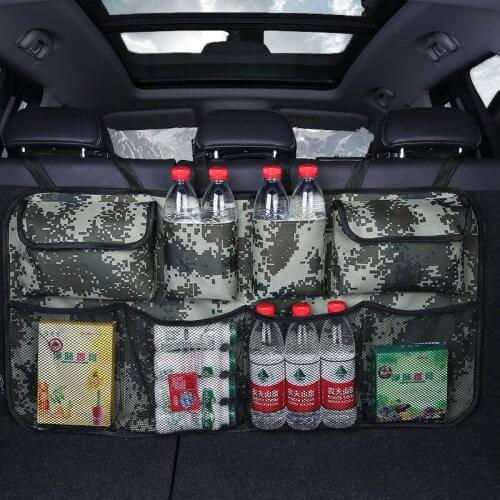 Camouflage Oxford Cloth Car Storage Bag Grey Car Organizer Waterproof Seat Back Hanging Bag Auto Accessories