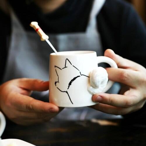 Give Away The Lid And Spoon Coffee Cup Ceramics Three Dimensional Tail Relief Sculpture Simplicity Mug Lovers Cup Рик и Морти