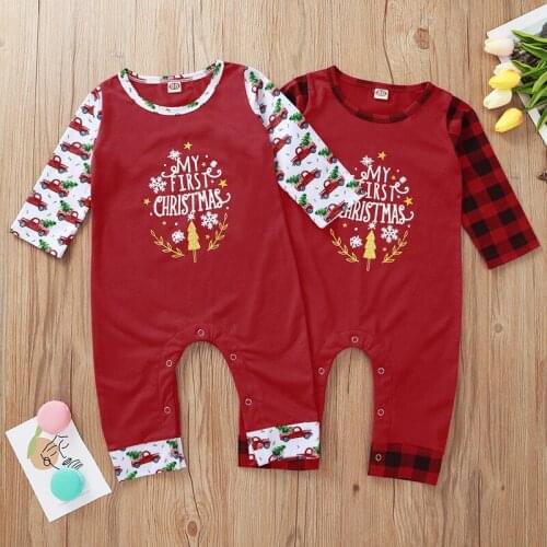 Baby Clothes Set Newborn Infant Baby Christmas Print Long Sleeve Romper Jumpsuit Baby Outfits Jumpsuit Autumn Baby Clothes 2PC