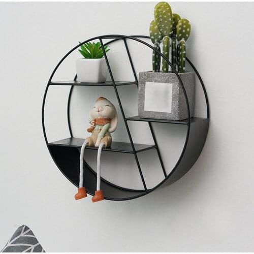 Nordic Style Round Wall ShelfWall Hanging Floating Storage Shelf For Bedroom Living Room Sofa Background Wall Decoration