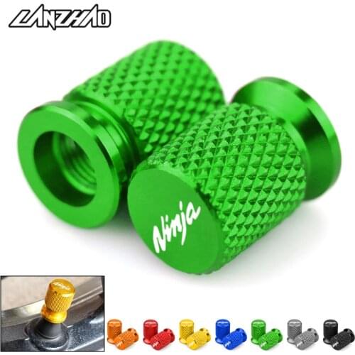 NINJA Motorcycle Tire Valve Air Port Stem Cover Cap Plug CNC Aluminum Accessories for Kawasaki Ninja 250 300 400 650 2010-2019