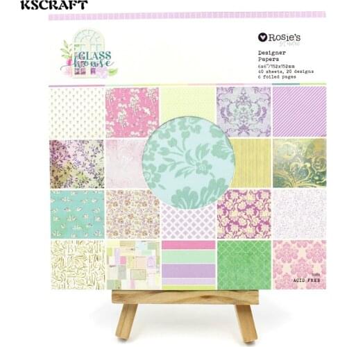 KSCRAFT 40pcs 6" Single-side Printed Flowers pattern creative papercraft art paper handmade scrapbooking kit set books