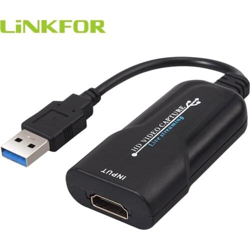 LiNKFOR 1080P HDMI to USB Live Video Capture Game Capture Support Full HD 1080P 60HZ HDMI Capture Card for PS3 PS4 Xbox Wii U