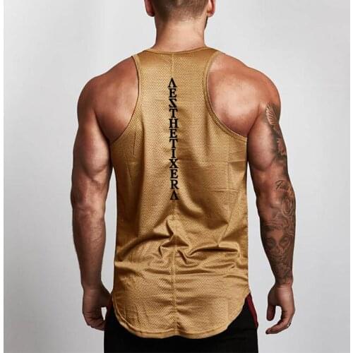 Mens Tank Top Fitness Singlets Mesh Brand Workout Fashion Casual Sleeveless Shirts Gym Bodybuilding Vest Stringer Undershirt
