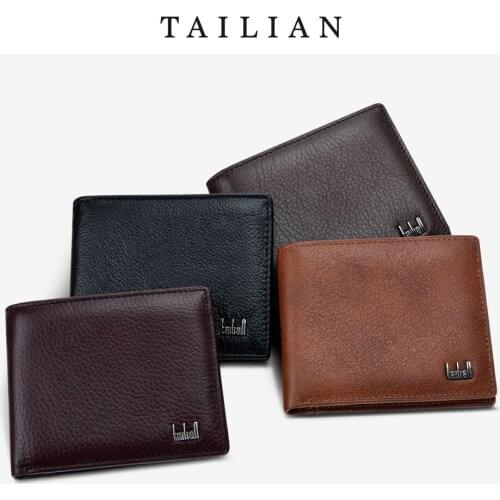 HOT Genuine Crazy Horse Cowhide Leather Men Short Coin Purse Small Vintage Wallets Brand High Quality Designer