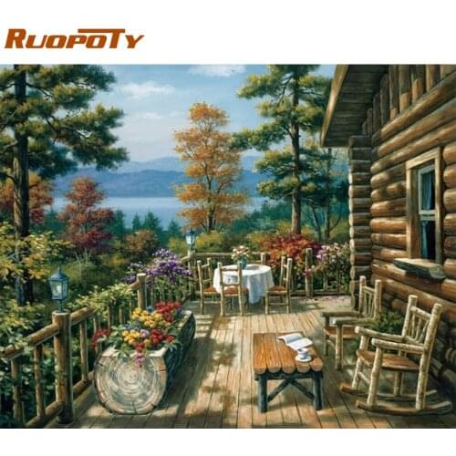 RUOPOTY Frame Garden DIY Painting By Numbers Modern Wall Art Handpainted Oil Painting On Canvas For Living Room Unique Gift