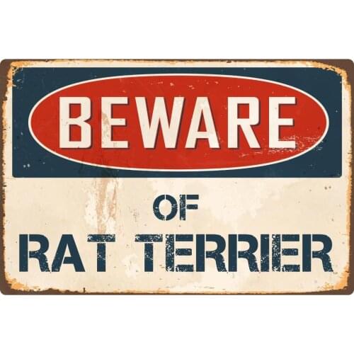 StickerPirate Beware of Rat Terrier 8 x 12 Vintage Aluminum Retro Metal Sign VS357