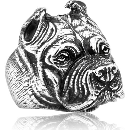 2021 New Men Rings Bulldog Dog Animal Rings Stainless Steel Finger Ring For Men Party Gift Jewelry Accessories