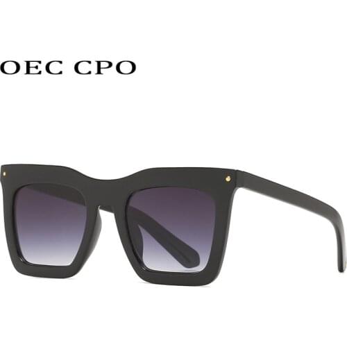 OEC CPO Vintage Square Women Sunglasses Fashion Concise Big Frame Sun Glasses Female Retro Elegant Gradient Shades Eyewear UV400