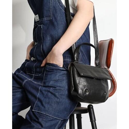 Original new first layer soft cowhide womens messenger bag with rivet decoration leather strap, ladies single shoulder bag