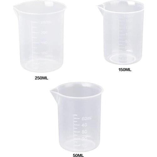 3 Pcs/set Plastic Measuring Cup Laboratory Work Experiment Measuring Jigger Jug with Numerical Graduations