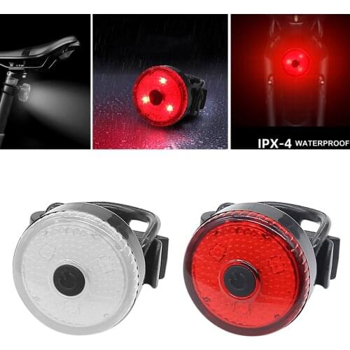 Durable Ultra Bright Round Bike Rear Light Back Taillight 220mAh IPX-4 Strap-on Easy to Install