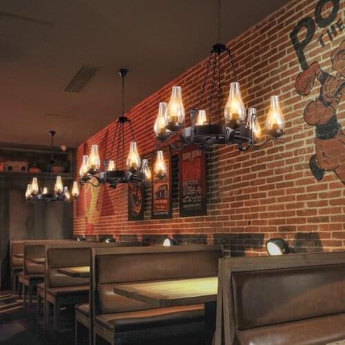 Retro industrial style chandelier restaurant hotel milk tea shop cafe bar glass chandelier