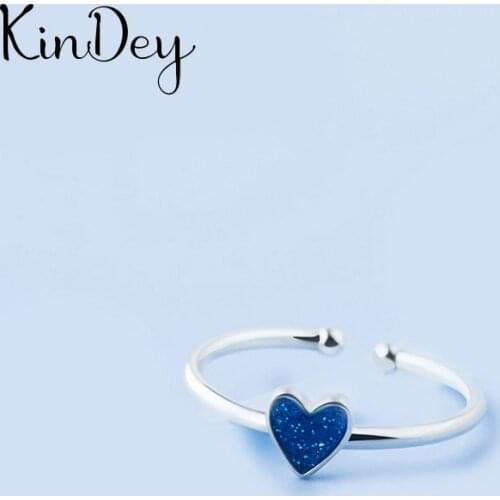 Romantic Charming Open Blue Heart Ring for Women Vintage Boho Knuckle Party Rings Gothic Punk Jewelry Gifts for Girls 2021