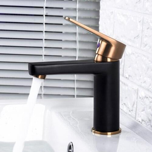 Basin Faucets Single Handle Brush Rose Gold Black Brass Faucet Hot and Cold Sink Faucet Mixer Tap Bathroom Faucet Lavatory Mixer