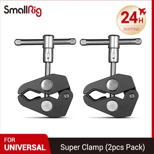 SmallRig Super Clamp with 1/4 and 3/8 Thread (2pcs Pack) For 15mm-44mm Rods/Cameras/Lights/Umbrellas/Hhooks/Shelves- 2058
