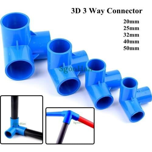 5~50pcs ID 20~50mm PVC Pipe 3 Way 3D Connector Aquarium Fish Tank Tube Joints Irrigation System Plastic Frame Tube Fittings