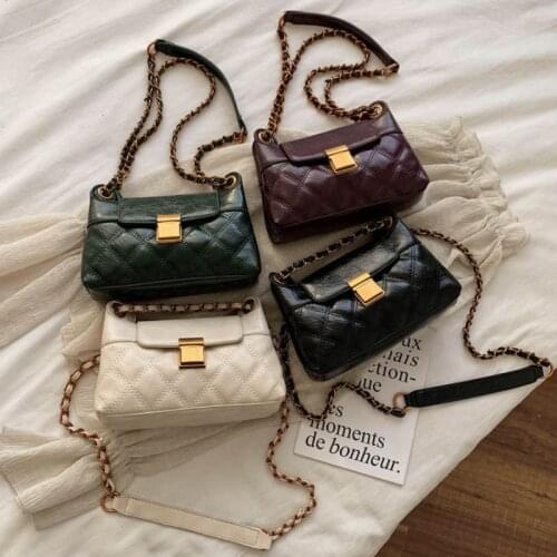 Spring New Vintage Rivet Small Square Crossbody Bags Mini Women Handbag Lock Pu Leather Chain Shoulder Bag Woman Messeng Bags