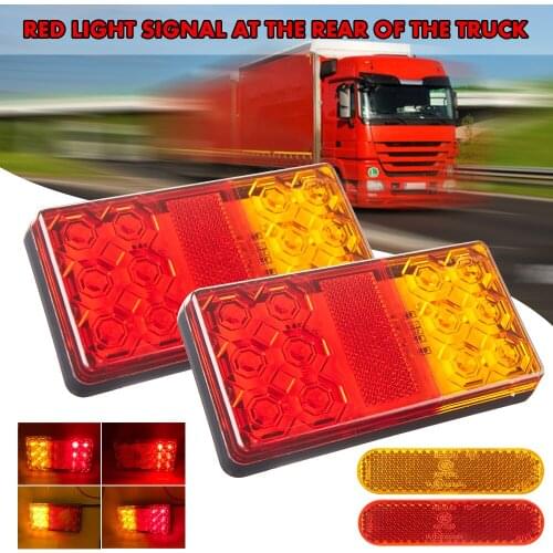 2PCS With Reflector 12V/24V 12LEDs Tail Light Turn Signal Indicator Stop Lamp Rear Brake Light For Car Truck Trailer Caravan Bus