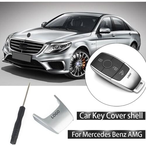 Chrome Silver For AMG Logo Original Car Key Protective Sell Cover For Mercedes Benz AMG CLA C63 GT Car Key Modification Cover