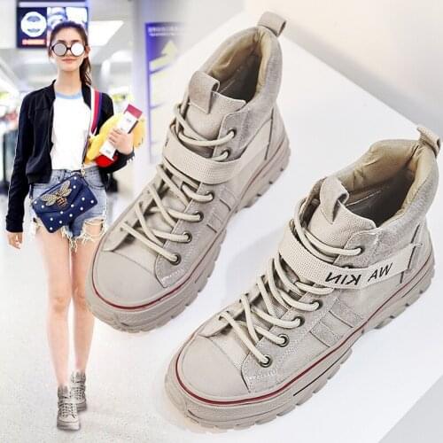 Koovan Womens Platform Martin Boots Womens British Style 2020 Autumn New Ankle Boots For Girls Breathable Casual Shoes Women