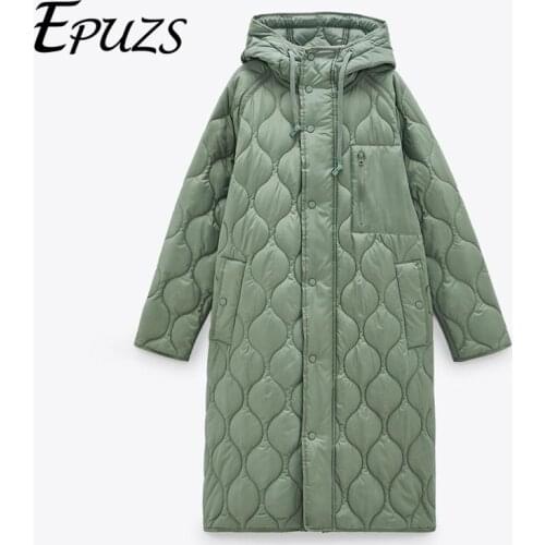 Winter coat Women Vintage Green Parka Jacket Coat Casual Warm Loose Hooded Overcoats Female Oversize Long Outwear Ladies