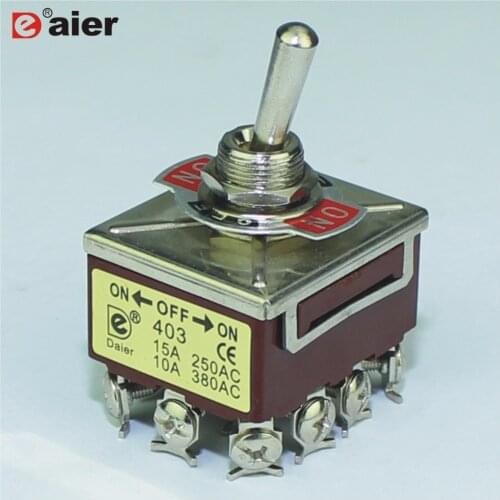 1Pcs Medium Toggle Switches 4 Pole ON-OFF-ON Rocker Switch Latching Fuction Switch 15A Amps 125VAC 10A 250VAC 3 Positions 4PDT