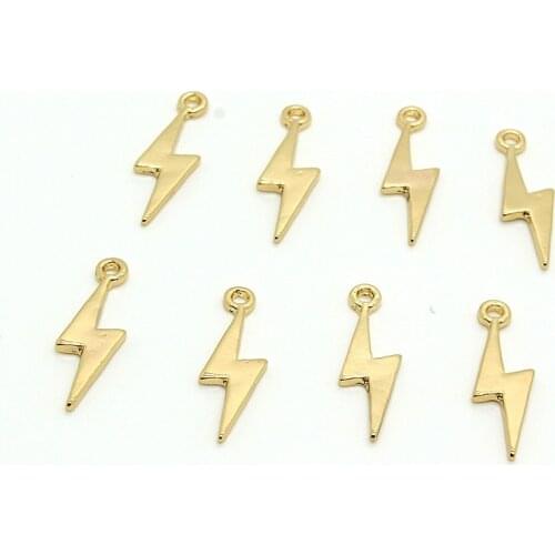10pcs/lot 20mm Dainty Lightning Charm Pendant Minimalist Charms Diy Necklace/Bracelet for Jewelry Making Findings Supplies