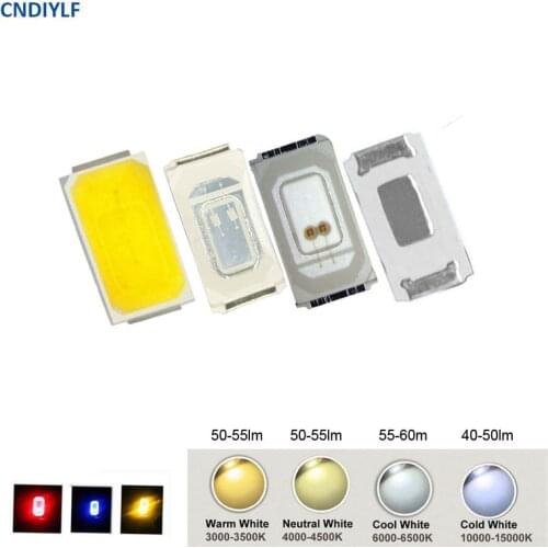 100 To 200PCS Full Color 5730 SMD LED White 3.0V 150ma 2700K 3000K 4000K 5000K 6000K 12000K Yellow Red Blue 40ma