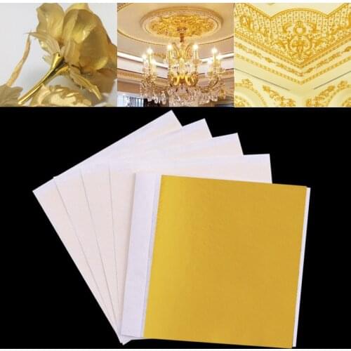 100Pcs 2 Sizes Practical K Pure Shiny Gold Leaf for Gilding Funiture Lines Crafts Handicrafts Gilding Decoration Glitter Paper