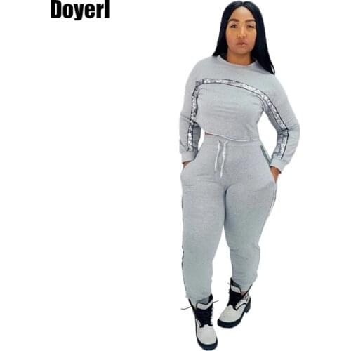 2020 Casual 2 Piece Set Women Tracksuit Sportswear Two Piece Set Top and Pants Leisure Sweatshirt Set Women Matching Set Outfit