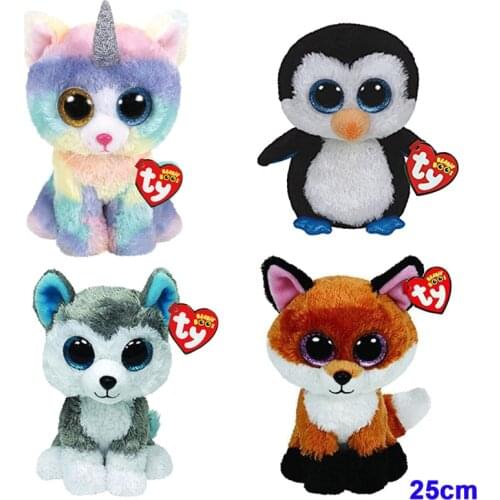 25cm Ty Big Eye Beanie Stuffed Plush Animal Toys The Funny Change Face Pets Soft Toys Children Birthday Gift