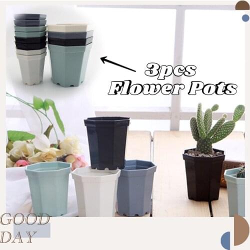 3pcs Flower Pots for Indoor Flowers Succulent Modern Plastic Square Plant Flower Pot Home Garden Planter Office Desk Decor Pots
