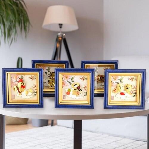 3D Chinese Zodiac Pictures Hand made crafts 24k Gold foil Painting Wall Art pictures Desktop Ornaments Crafts Home decor Gifts