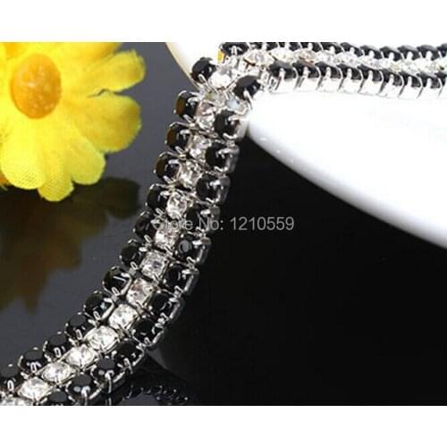 5 Yards 3 Rows Density Jet Clear Crystal Rhinestone Trims