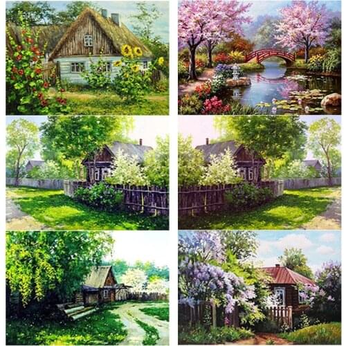 New 5D DIY Diamond Painting Full Square Round Drill Houses Diamond Embroidery Chunjing Cross Stitch Crafts Home Decor Art Gift