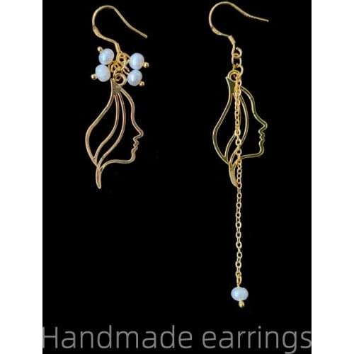 KPOP Asymmetrical Face Earrings Female Natural Freshwater Pearl 2021ins Fashion Simple Party Wedding Couple All-match Gift