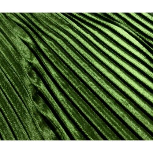 2 meters 150cm 59.05" width army green crumple accordion pleated pleuche velour fabric for long skirt dress MM6