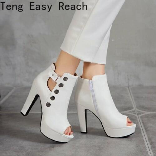 New white Ladies platform zipper shoe sexy high heel fish mouth sandals fashion open toe comfort large size wild high heel shoe