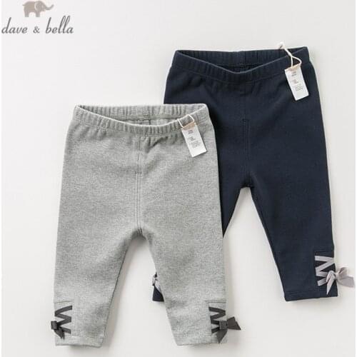 DB12087 dave bella autumn baby girl fashion pants children full length solid pants infant toddler