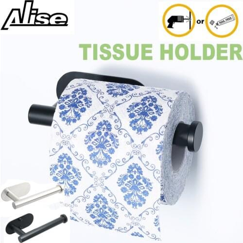 Bathroom Towel Toilet Paper Holder Black Wall Mounted Tissue Rack Stainless Steel Kitchen Towel Storage Shelf Roll Paper Holder