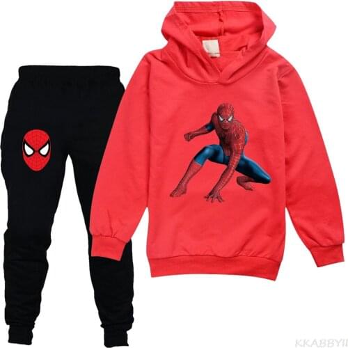 Disney New Spiderman Autumn Fashion Baby Girl Clothes Cotton Long Sleeve Hooded+Pants 2pcs Kids Tracksuit Baby Boy Clothing