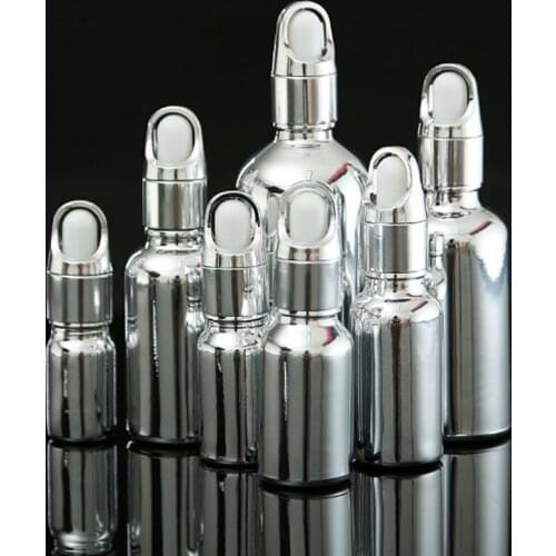 12 x 30ml Refillable silver glass essential oil bottle with dropper 1oz 5ml 10ml 20ml 50ml 100ml glass essential oil container