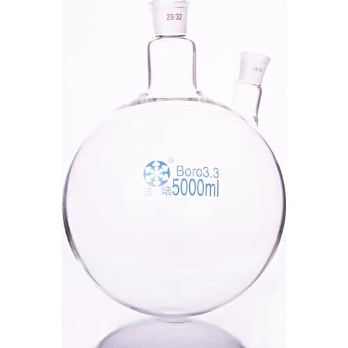 Two-necked flask oblique shape,with two necks standard ground mouth,Capacity 5000ml,Middle joint 29/32 and lateral joint 24/29