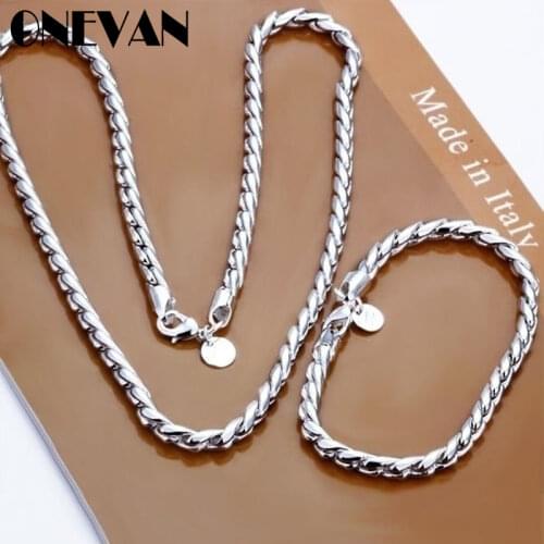 Fashion Silver Jewelry Set Twisty Rope Chain Necklace Bracelet Kit Mens Bridal Party Sets Unisex Punk Style Wedding Jewellery