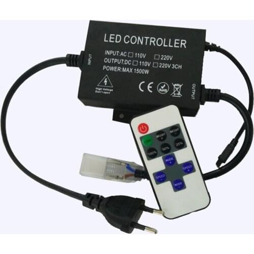 110V 220V Led Dimmer Switch 1500W Controller with 11keys IR Remote for Single Color Led Strip Dimmer EU plug / US plug