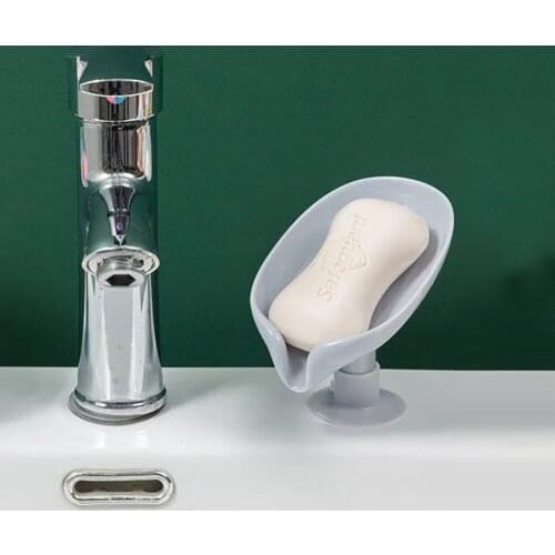 Leaf Shape Soap Box Soap Shelf Bath Holder Box Bathroom Shower Soap Holder sponge Storage Tray Creative Sucker Water-free Storag