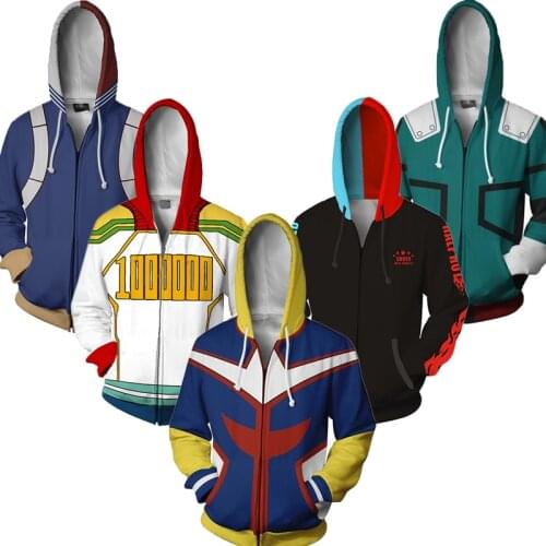 Anime Cosplay Boku no My Hero Academia Sweatshirts Costume Adult Kids 3D Printing Zipper Hoodie Casual Tracksuits S-5XL C39K211